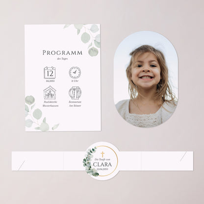 Taufeinladung Banner, 2 Karten Lichtblätter foto N° 3