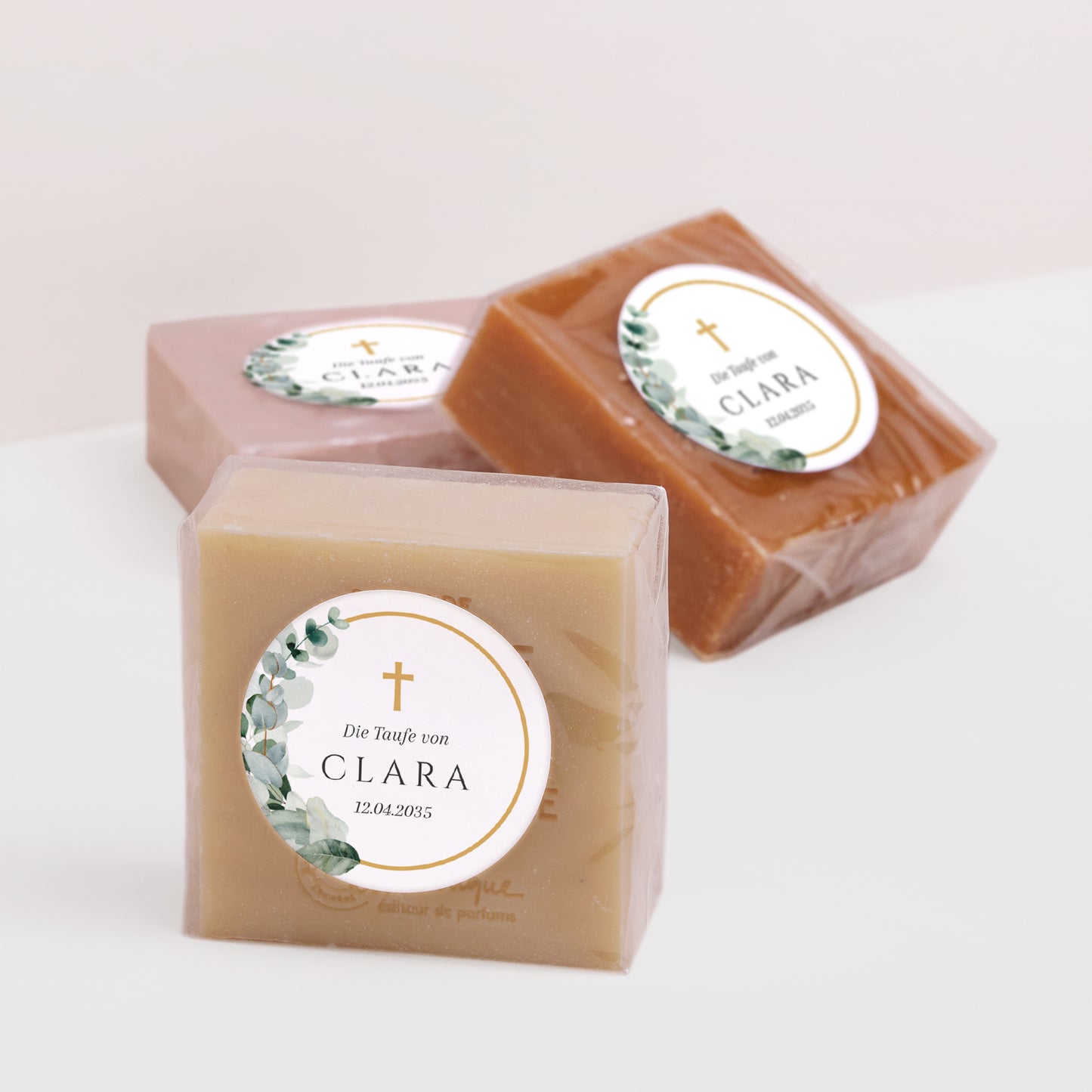 Sticker Taufe Rund Lichtblätter foto N° 2