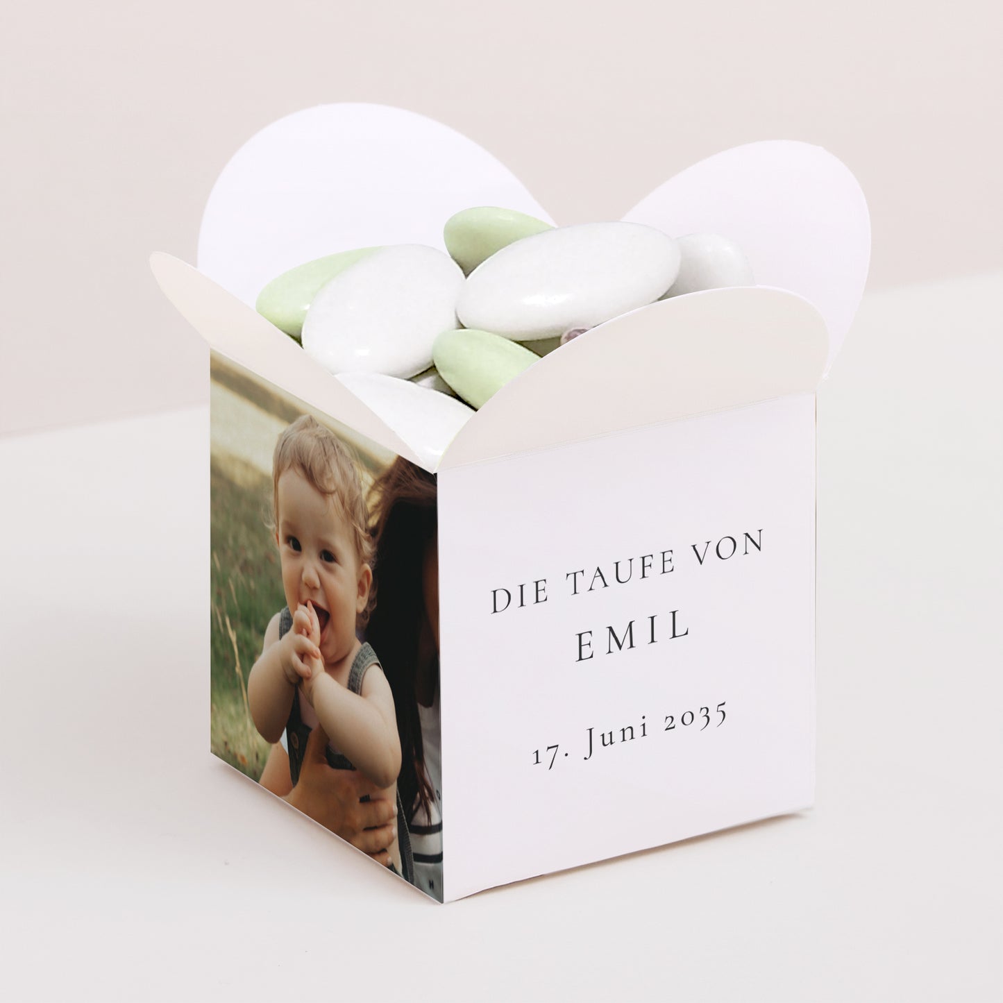Geschenkbox Taufe Schmetterlingsöffnung Licht der Gnade foto N° 1