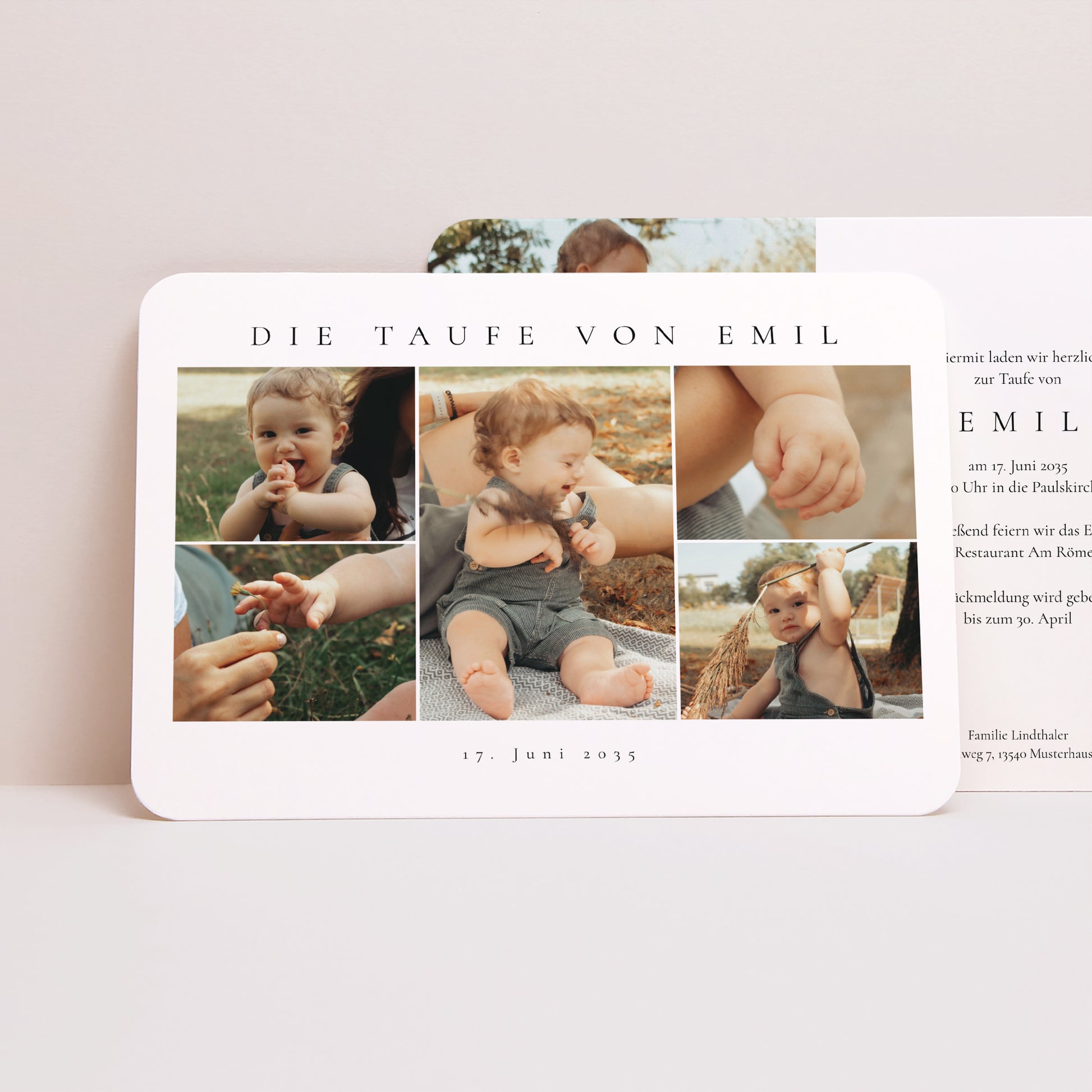 Taufeinladung Landschaft, abgerundete Ränder Licht der Gnade foto N° 1