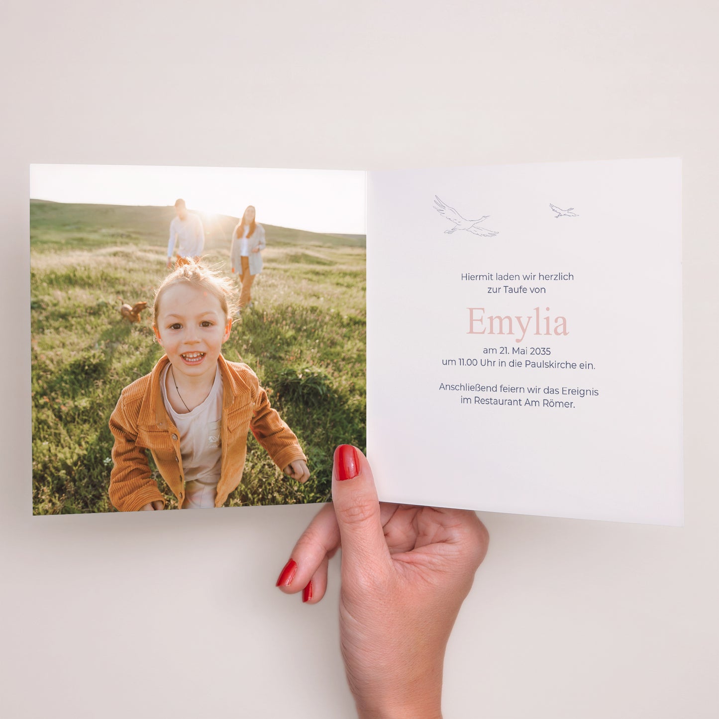 Taufeinladung Doppelflügelfenster ein sanfter Aufstieg foto N° 2