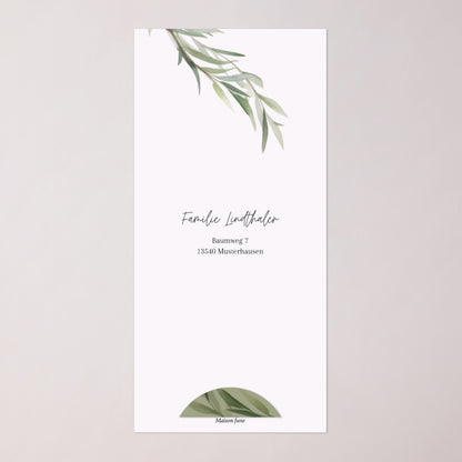 Taufeinladung Tasche, 2 Karten, runden Etikett Gesegnet unter dem Olivenbaum foto N° 4