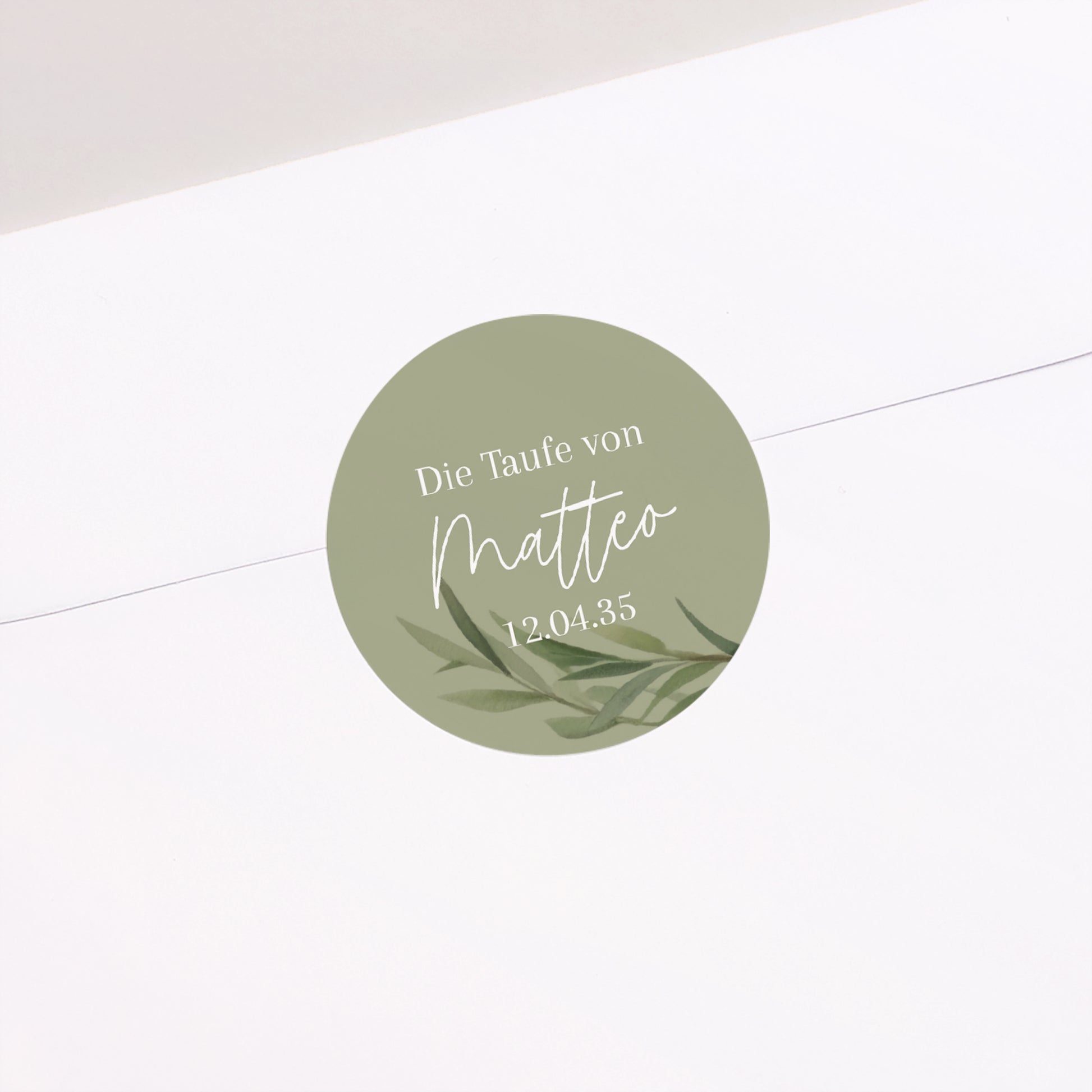 Sticker Taufe Rund Gesegnet unter dem Olivenbaum foto N° 1