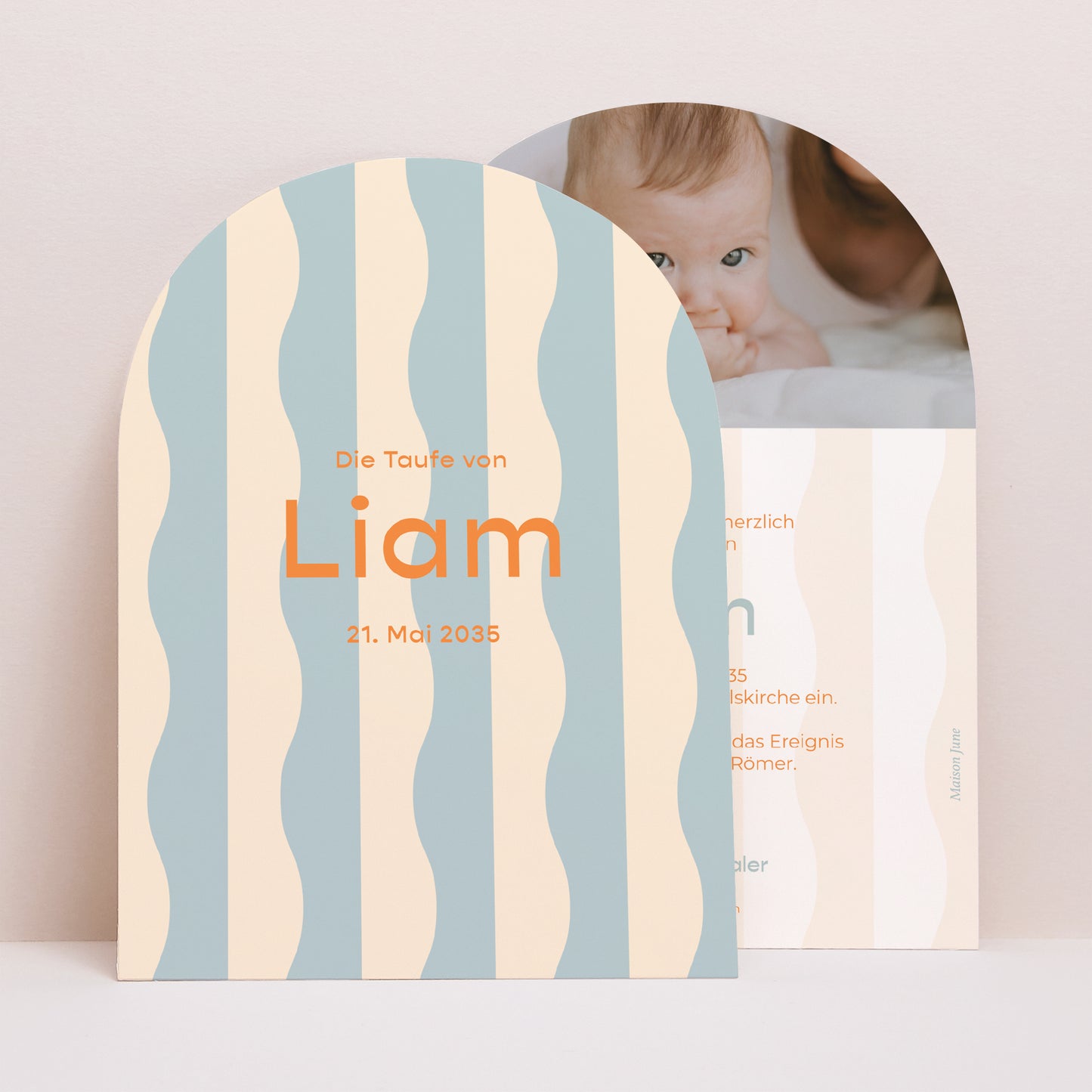 Taufeinladung Kleine Arche Blaue Wellen des Glaubens foto N° 1