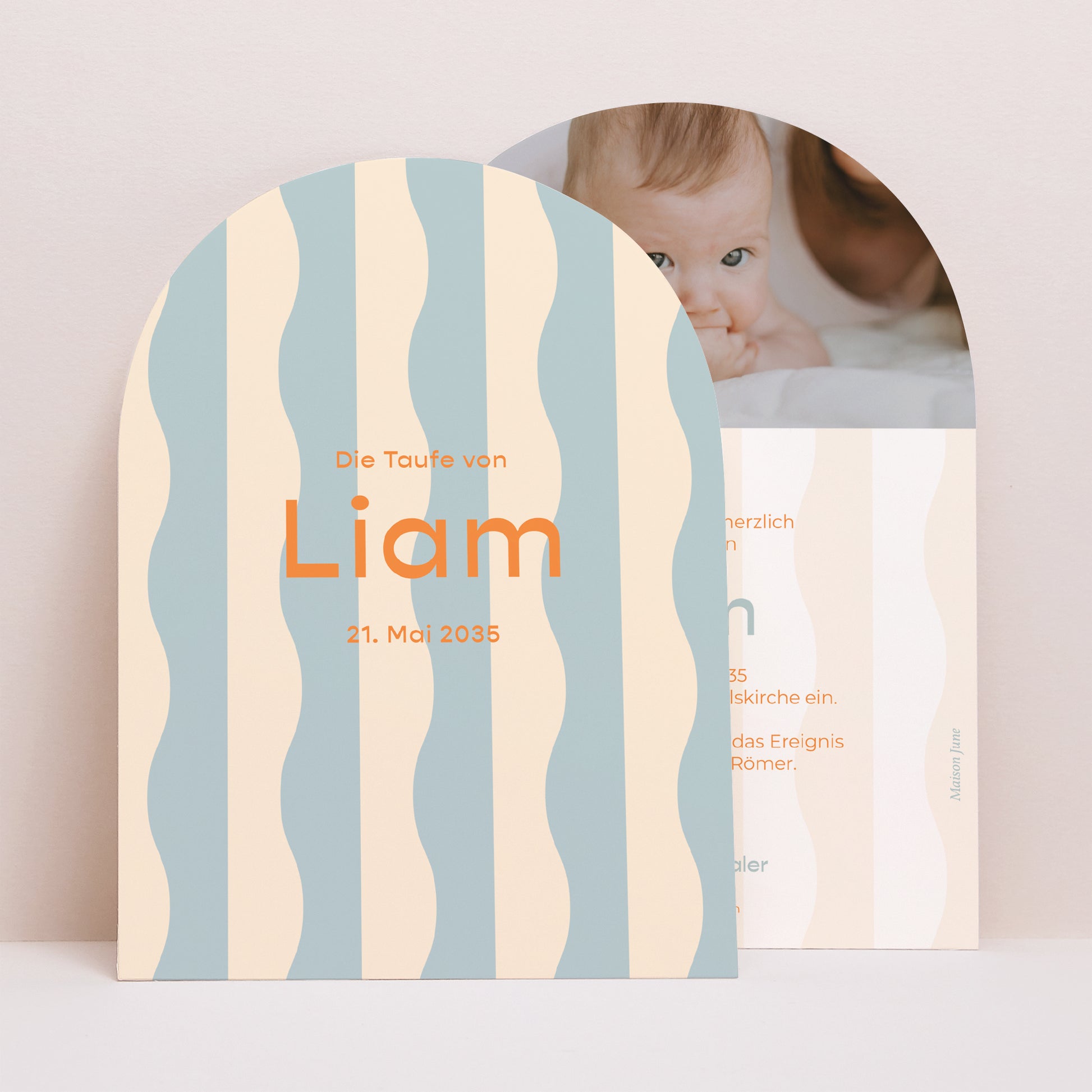 Taufeinladung Kleine Arche Blaue Wellen des Glaubens foto N° 1