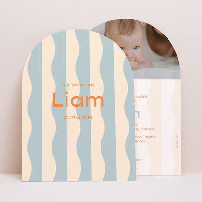 Taufeinladung Kleine Arche Blaue Wellen des Glaubens foto N° 1