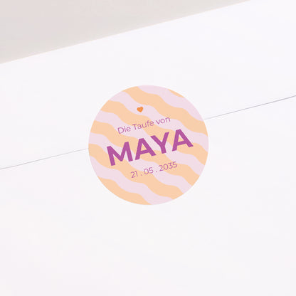 Sticker Taufe Rund Graziöse Wellen foto N° 1
