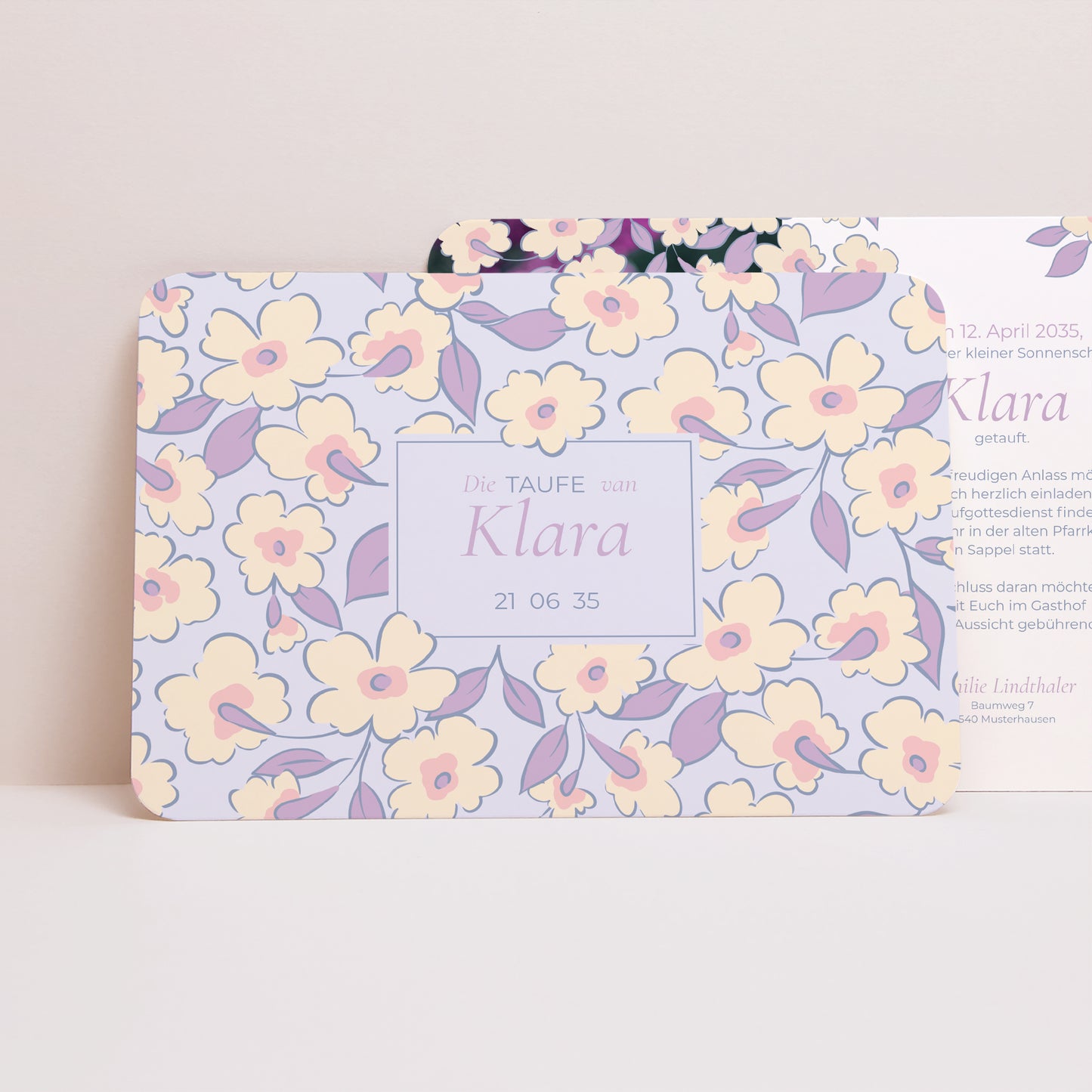 Taufeinladung Landschaft, abgerundete Ränder Sanfte Blüte foto N° 1