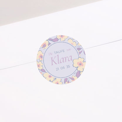Sticker Taufe Rund Sanfte Blüte foto N° 1