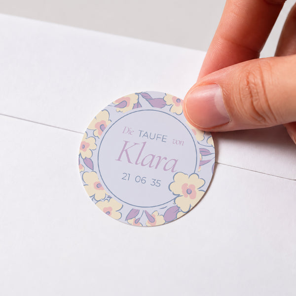 Sticker Taufe Rund Sanfte Blüte foto