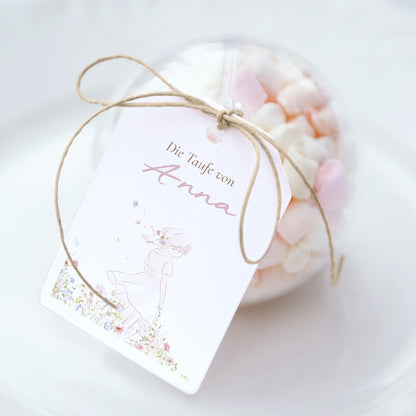 Geschenkbox Taufe Ball mit Wimpel-Etikett Frühlings-Taufe foto N° 1