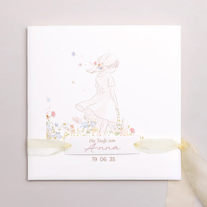 Taufeinladung Quadratische Hülle, 3 Karten, Etikett Frühlings-Taufe foto N° 1