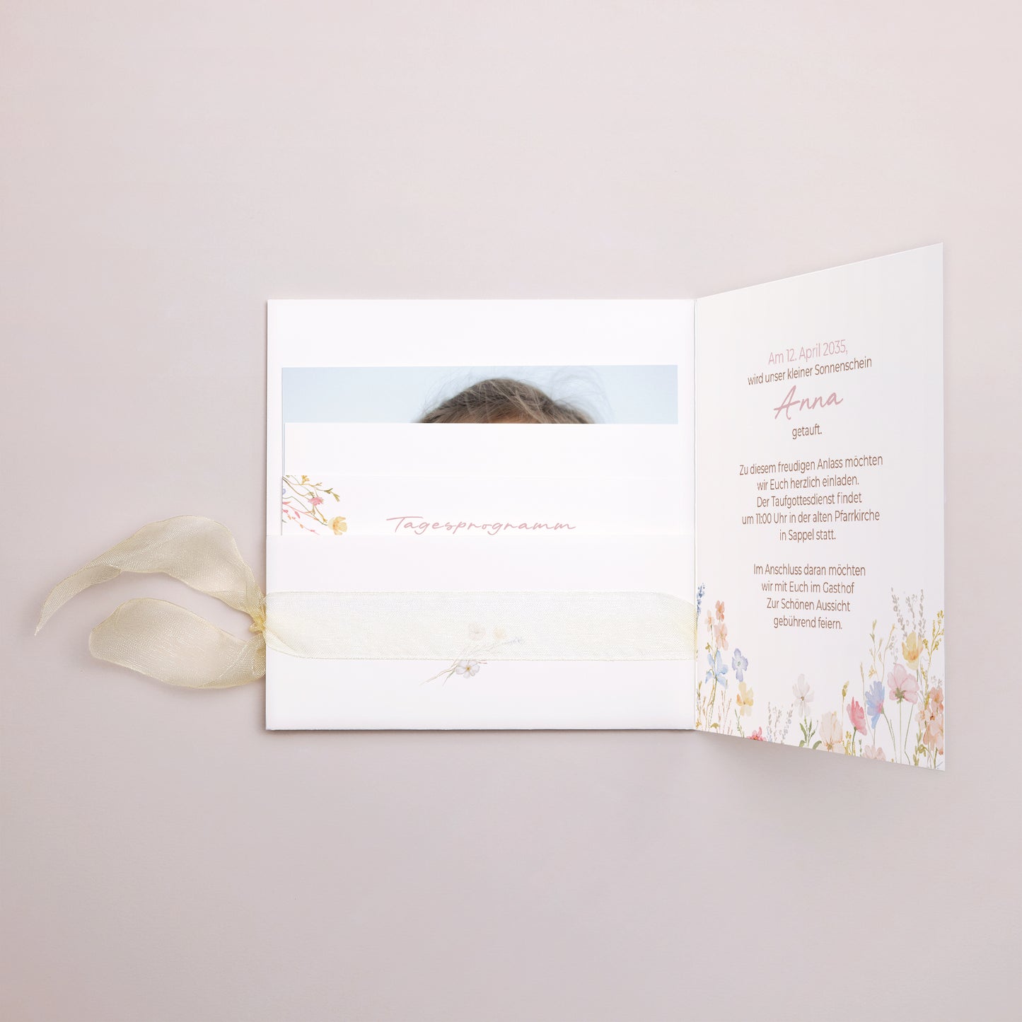 Taufeinladung Quadratische Hülle, 3 Karten, Etikett Frühlings-Taufe foto N° 2