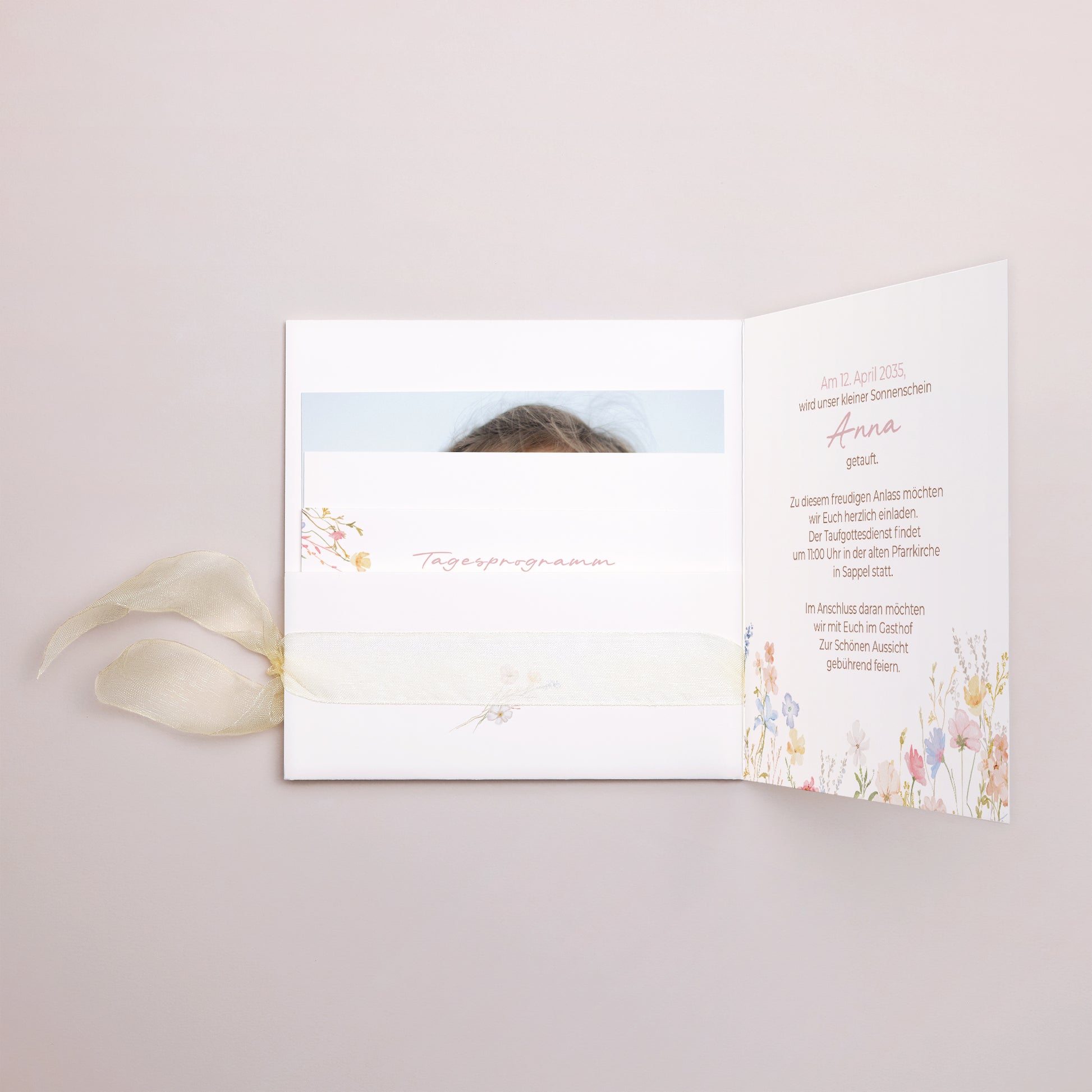 Taufeinladung Quadratische Hülle, 3 Karten, Etikett Frühlings-Taufe foto N° 2