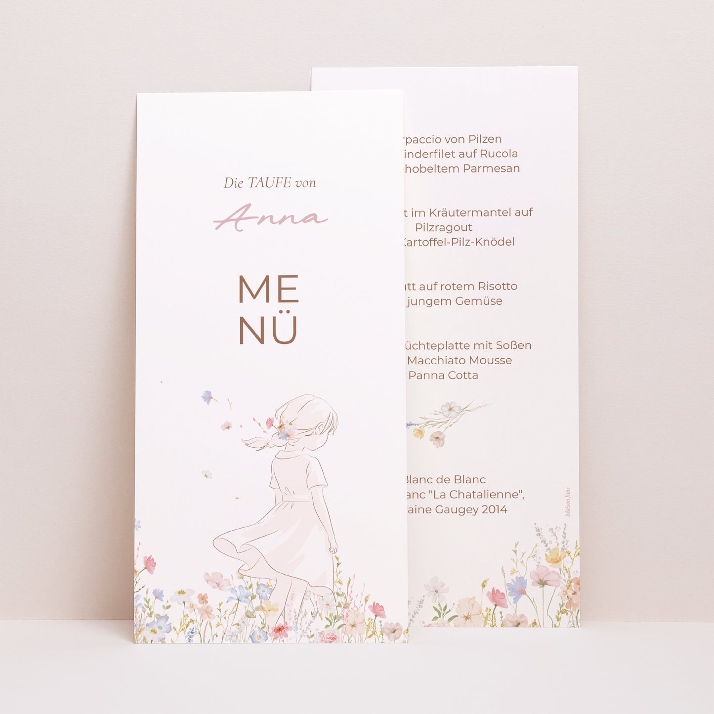 Menükarte Taufe Panoramatisches Porträt Frühlings-Taufe foto N° 1