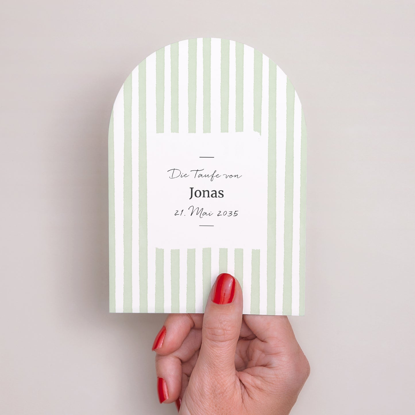 Taufeinladung Kleine Arche Streifen des Hoffnung-Grün foto N° 2