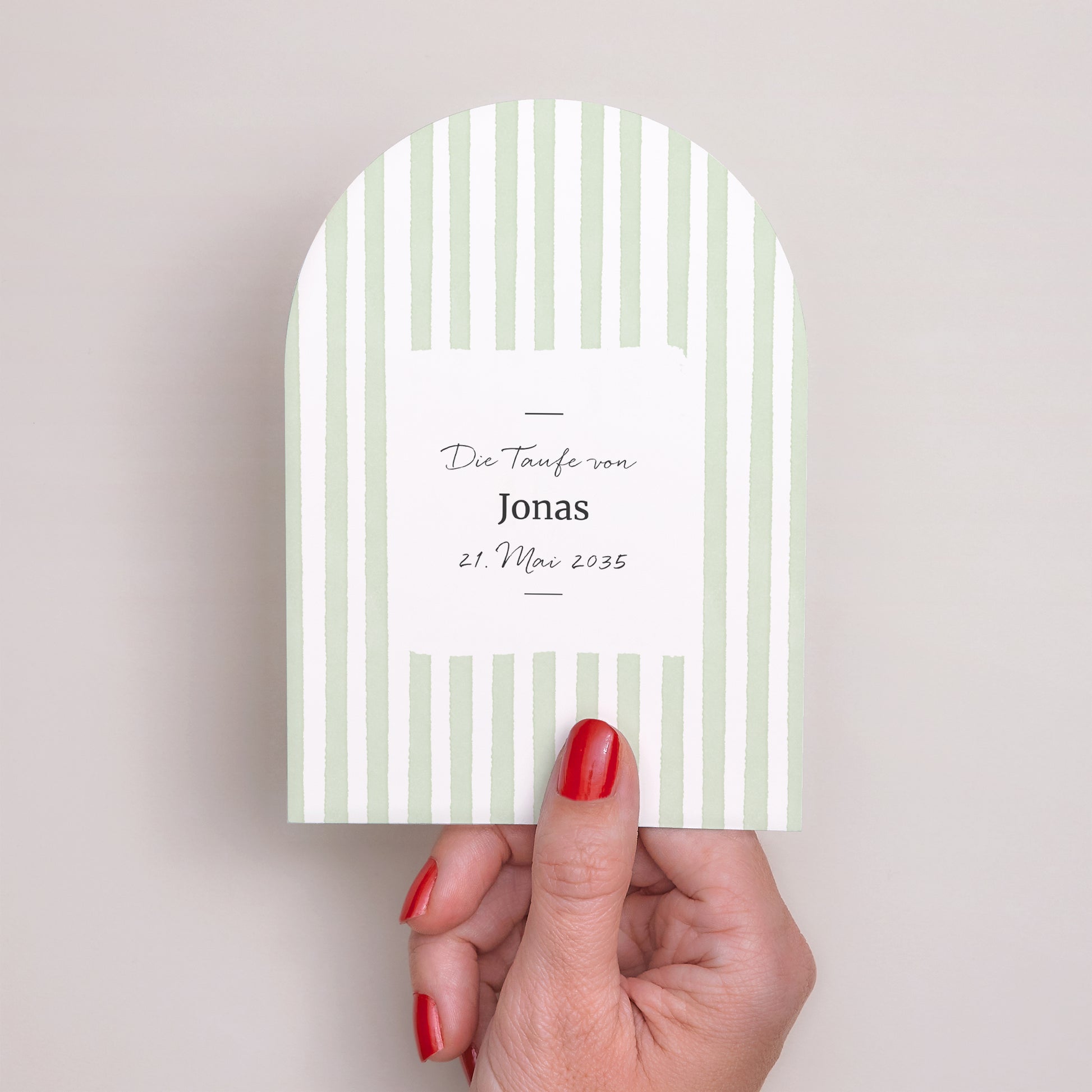 Taufeinladung Kleine Arche Streifen des Hoffnung-Grün foto N° 2