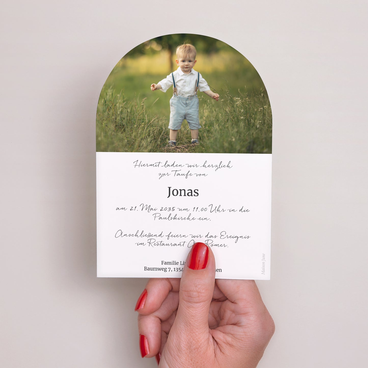 Taufeinladung Kleine Arche Streifen des Hoffnung-Grün foto N° 3