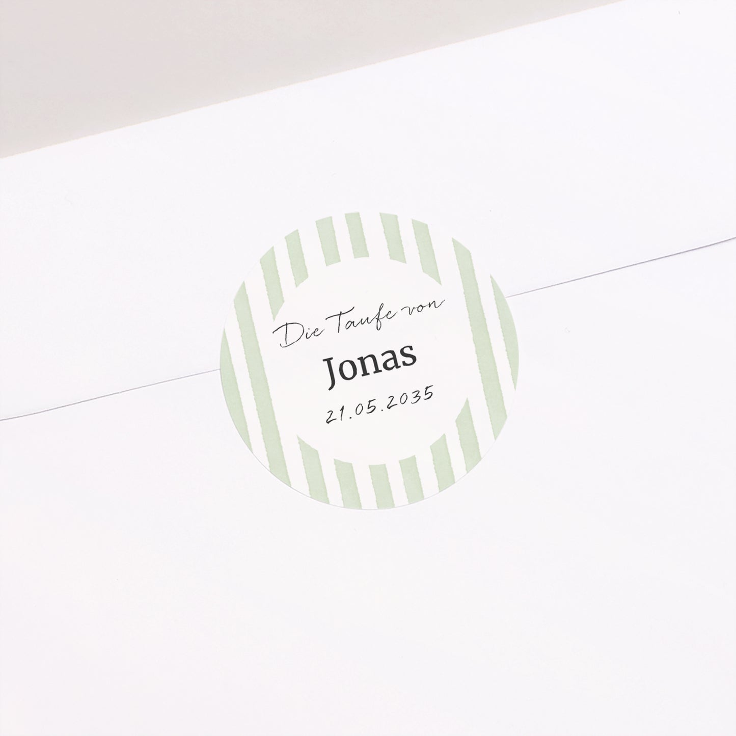 Sticker Taufe Rund Streifen des Hoffnung-Grün foto N° 1