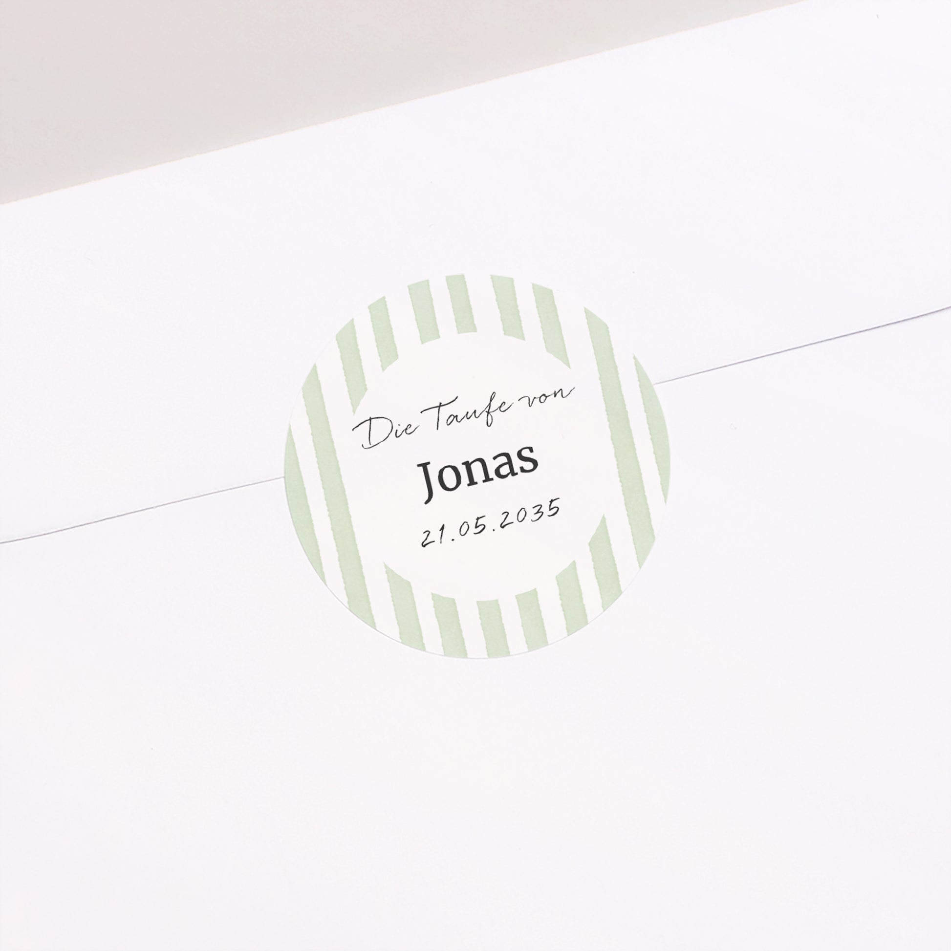 Sticker Taufe Rund Streifen des Hoffnung-Grün foto N° 1