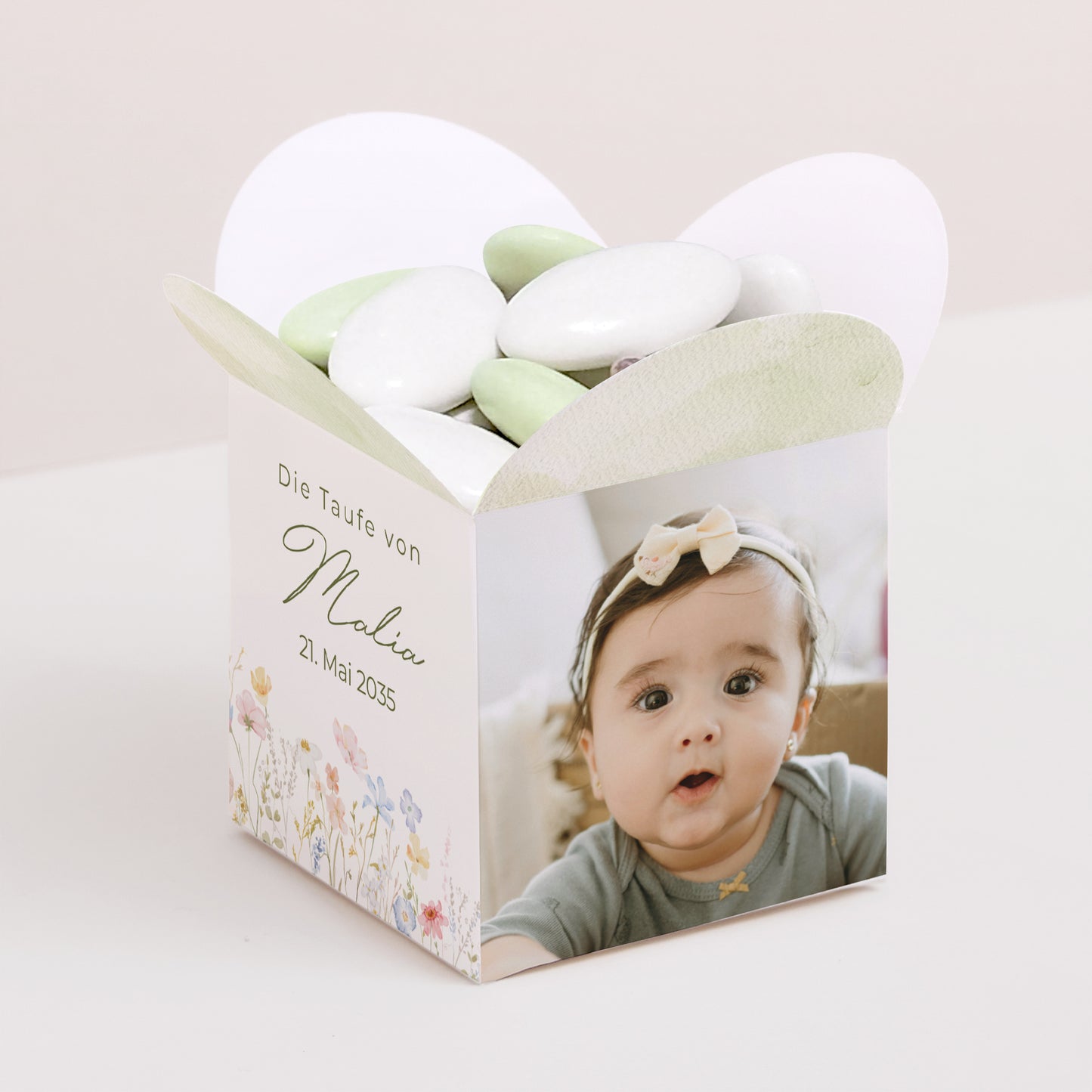 Geschenkbox Taufe Schmetterlingsöffnung Bauernhof-Taufe foto N° 1