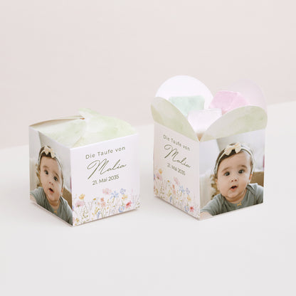 Geschenkbox Taufe Schmetterlingsöffnung Bauernhof-Taufe foto N° 2