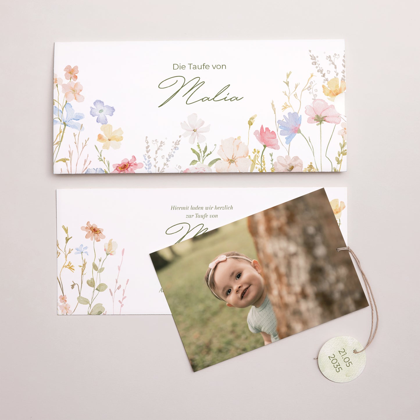 Taufeinladung Mappe 2 Karten, Etikett Bauernhof-Taufe foto N° 3