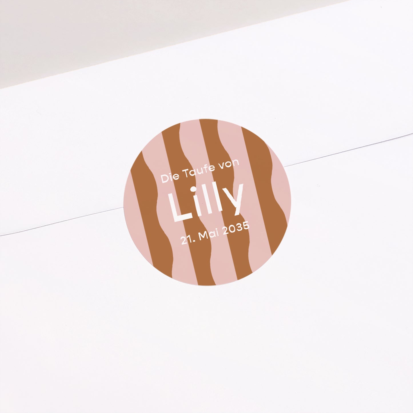 Sticker Taufe Rund Pink Blessed Wave foto N° 1