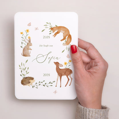 Taufeinladung Porträt, abgerundete Kanten Die Taufe im Wald foto N° 2