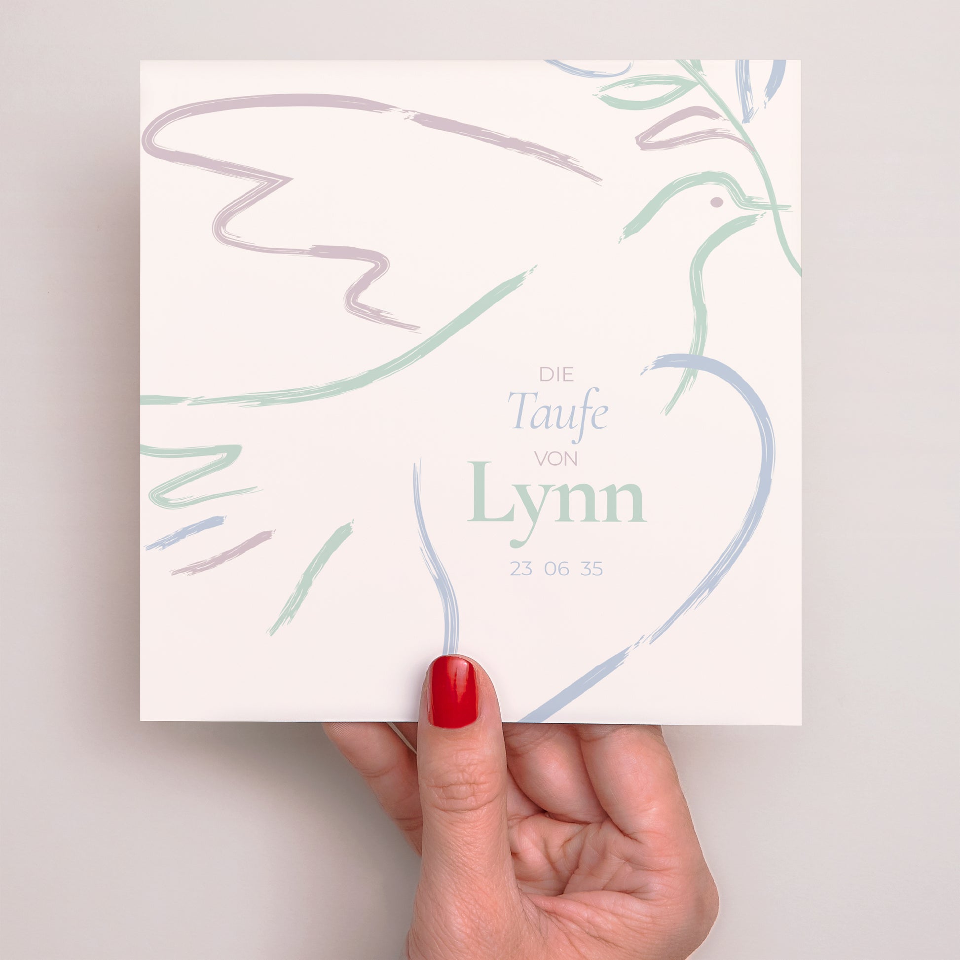 Taufeinladung Einfaches Quadrat Süße Taube foto N° 2