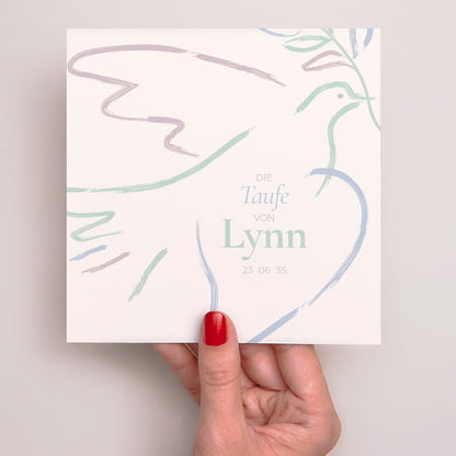 Taufeinladung Einfaches Quadrat Süße Taube foto N° 2