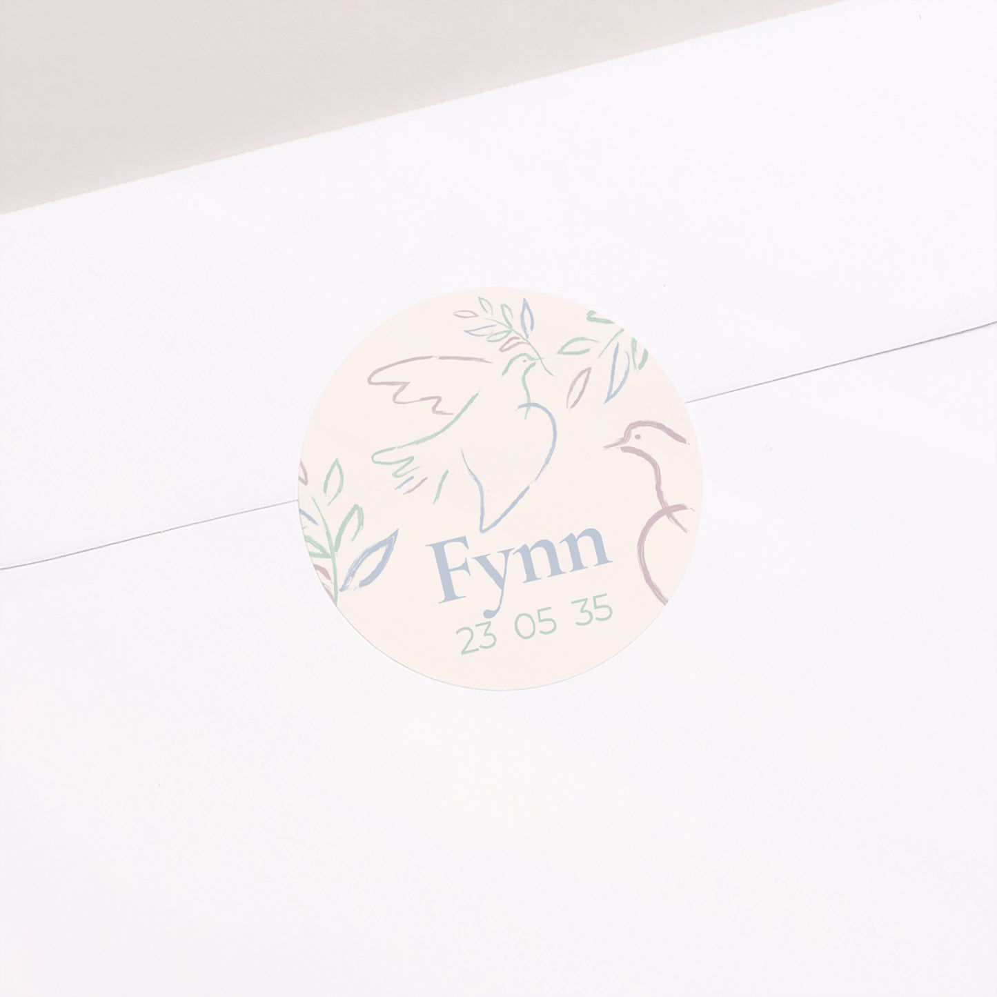 Sticker Taufe Rund Süße Taube foto N° 1