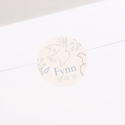 Sticker Taufe Rund Süße Taube foto N° 1