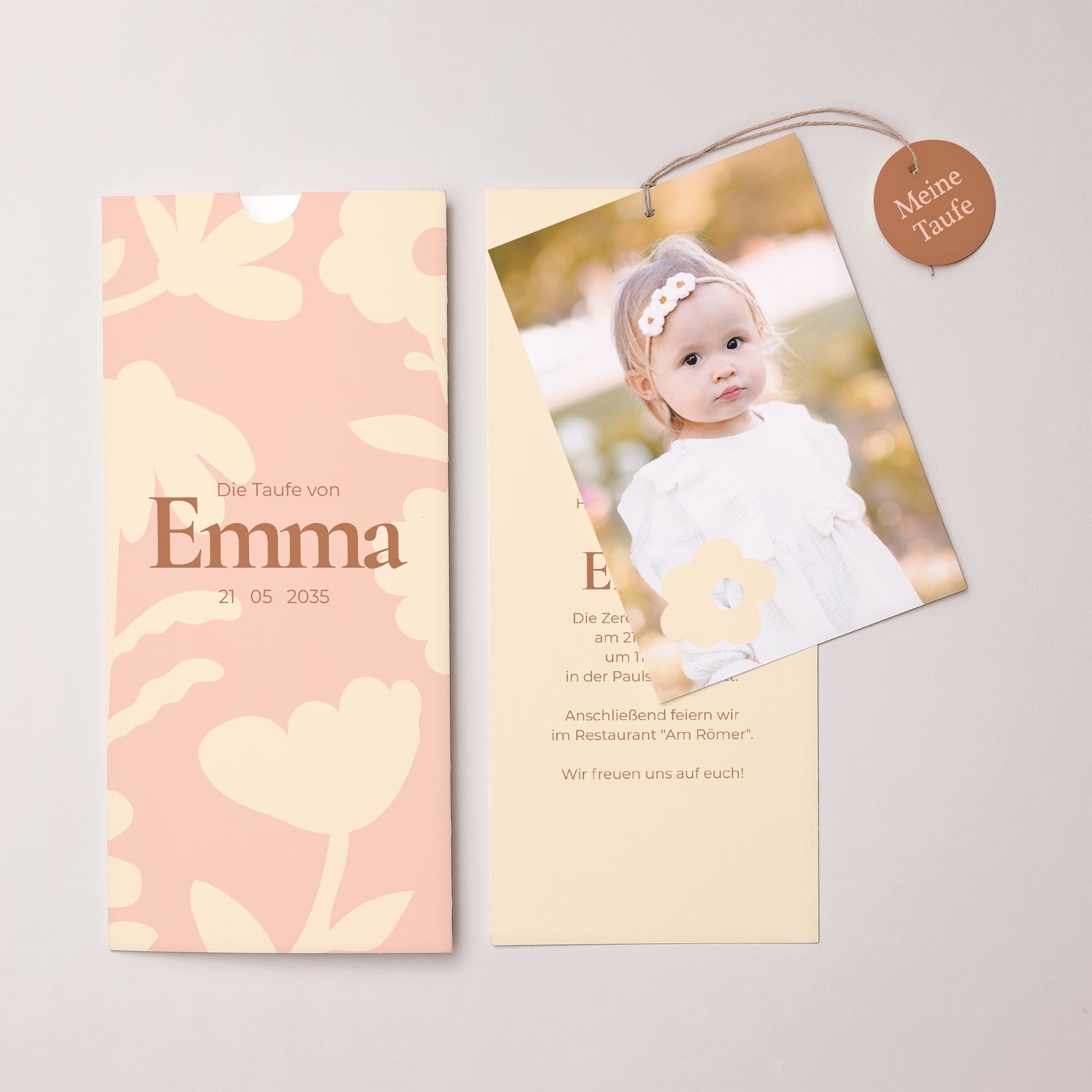 Taufeinladung Portrait-Hülle 2 Karten, Etikett Gesegnetes kleines Wesen foto N° 3