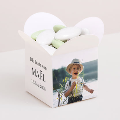 Geschenkbox Taufe Schmetterlingsöffnung Heiliger Augenblick foto N° 1
