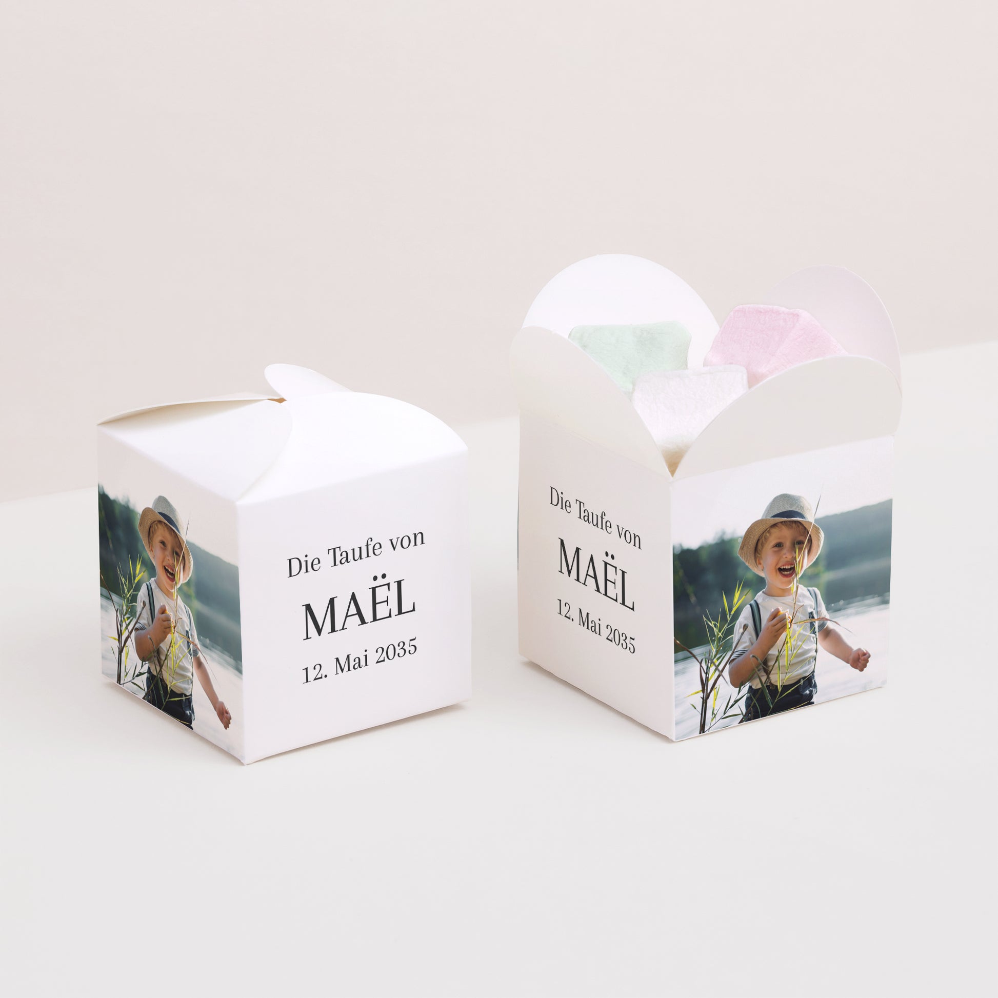 Geschenkbox Taufe Schmetterlingsöffnung Heiliger Augenblick foto N° 2