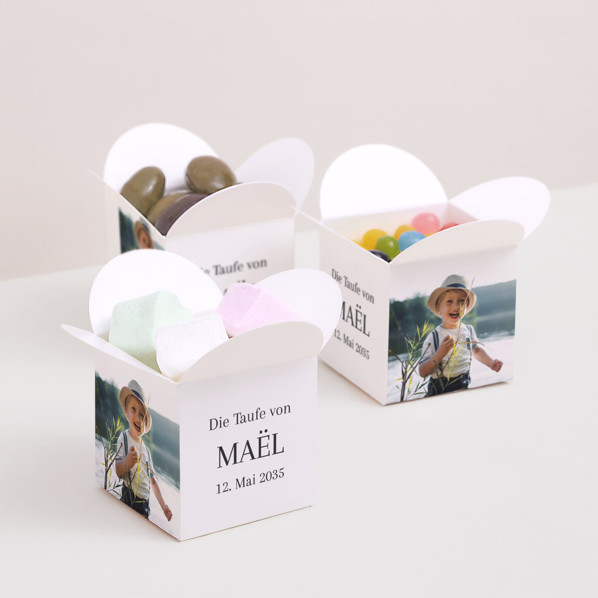 Geschenkbox Taufe Schmetterlingsöffnung Heiliger Augenblick foto N° 3