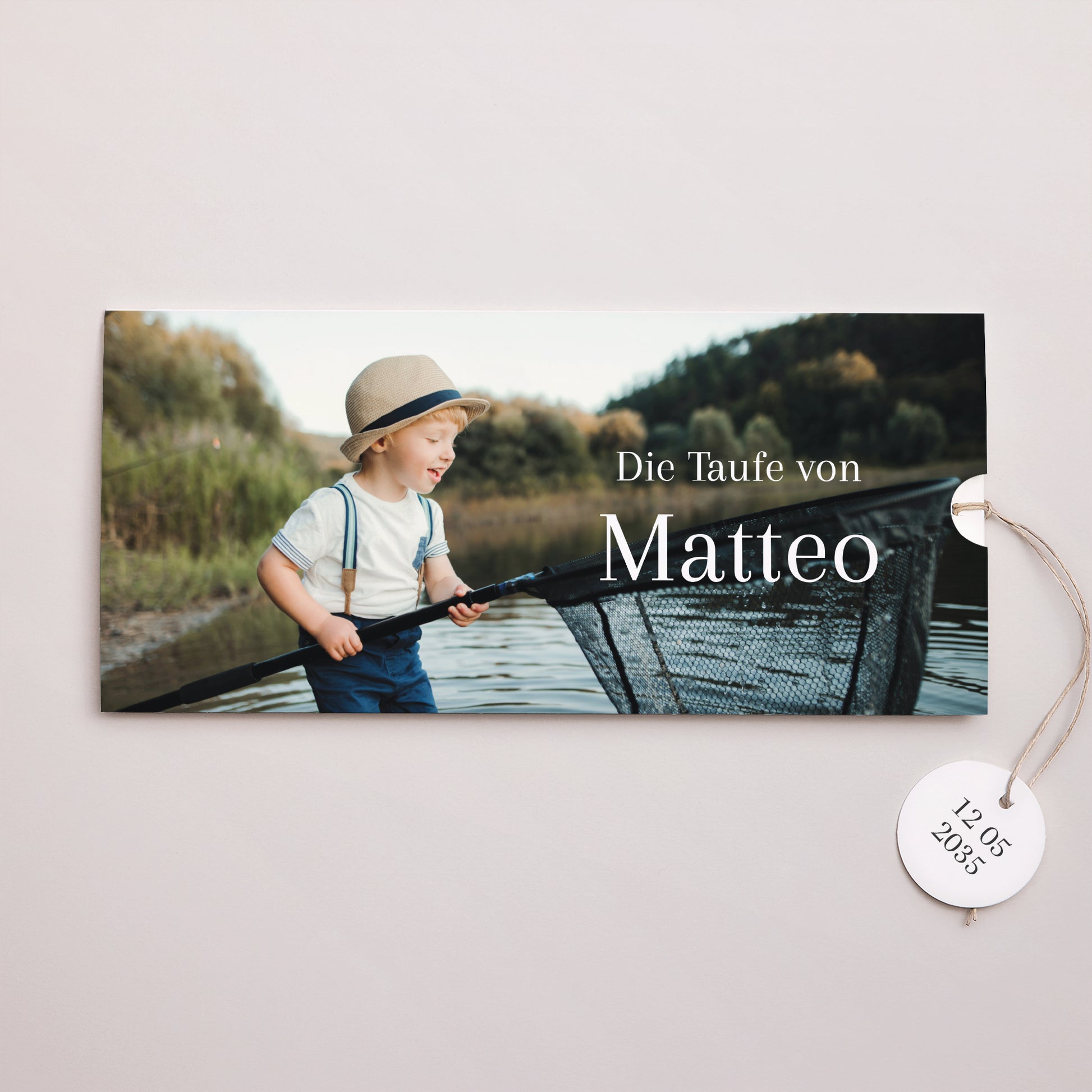 Taufeinladung Mappe 2 Karten, Etikett Heiliger Augenblick foto N° 1