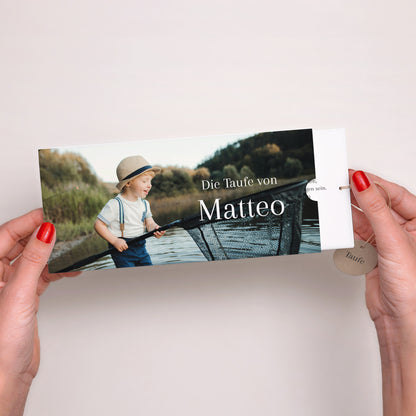 Taufeinladung Mappe 2 Karten, Etikett Heiliger Augenblick foto N° 2