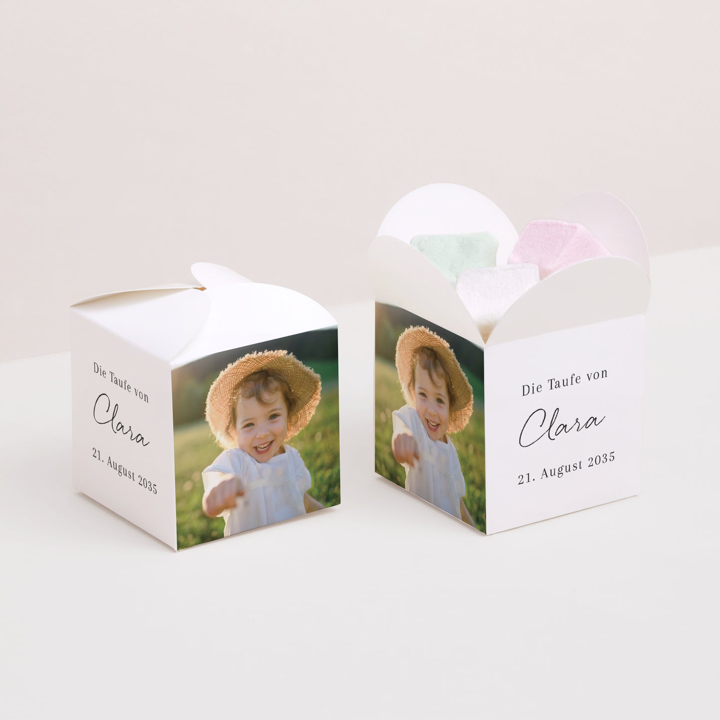 Geschenkbox Taufe Schmetterlingsöffnung Essenz des Moments foto N° 2