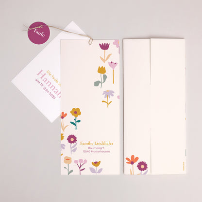 Taufeinladung Portrait-Hülle 2 Karten, Etikett Knospen der Freude foto N° 4