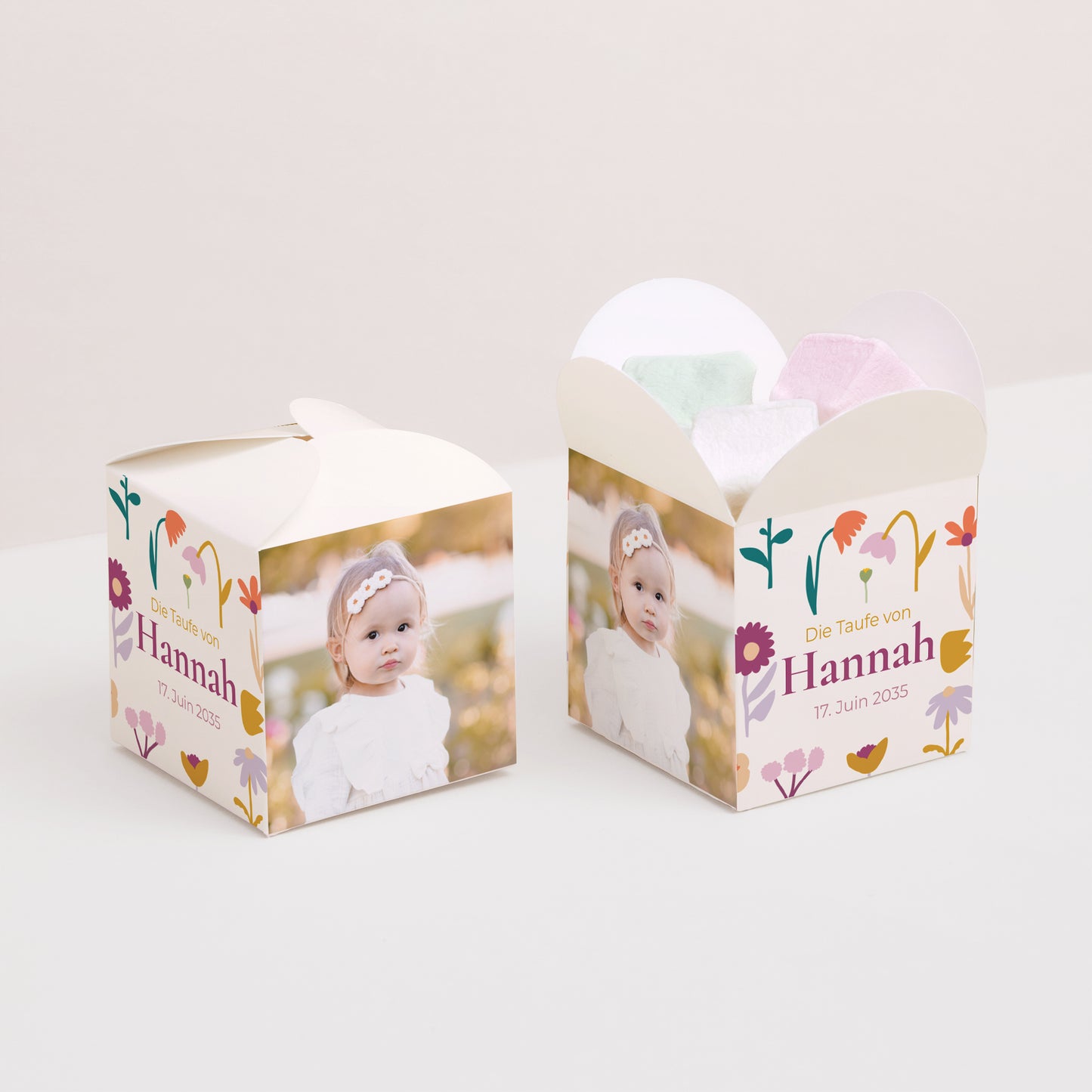 Geschenkbox Taufe Schmetterlingsöffnung Knospen der Freude foto N° 2