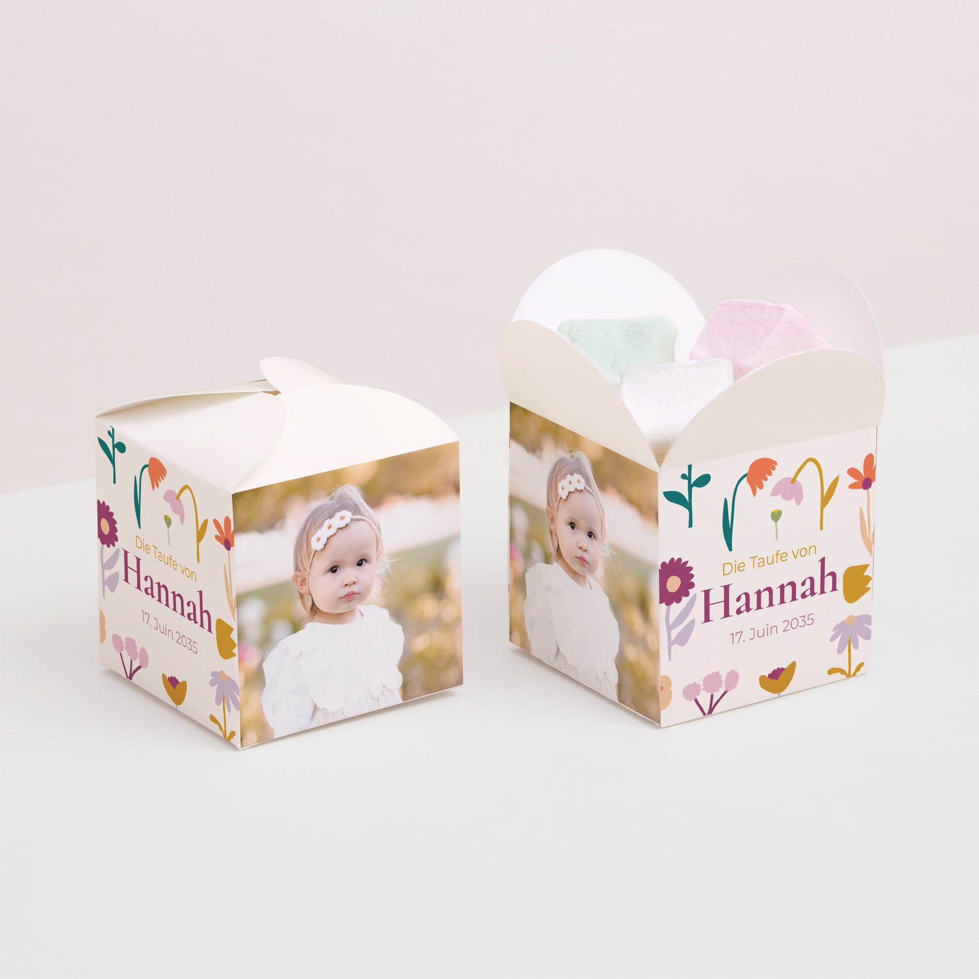 Geschenkbox Taufe Schmetterlingsöffnung Knospen der Freude foto N° 2