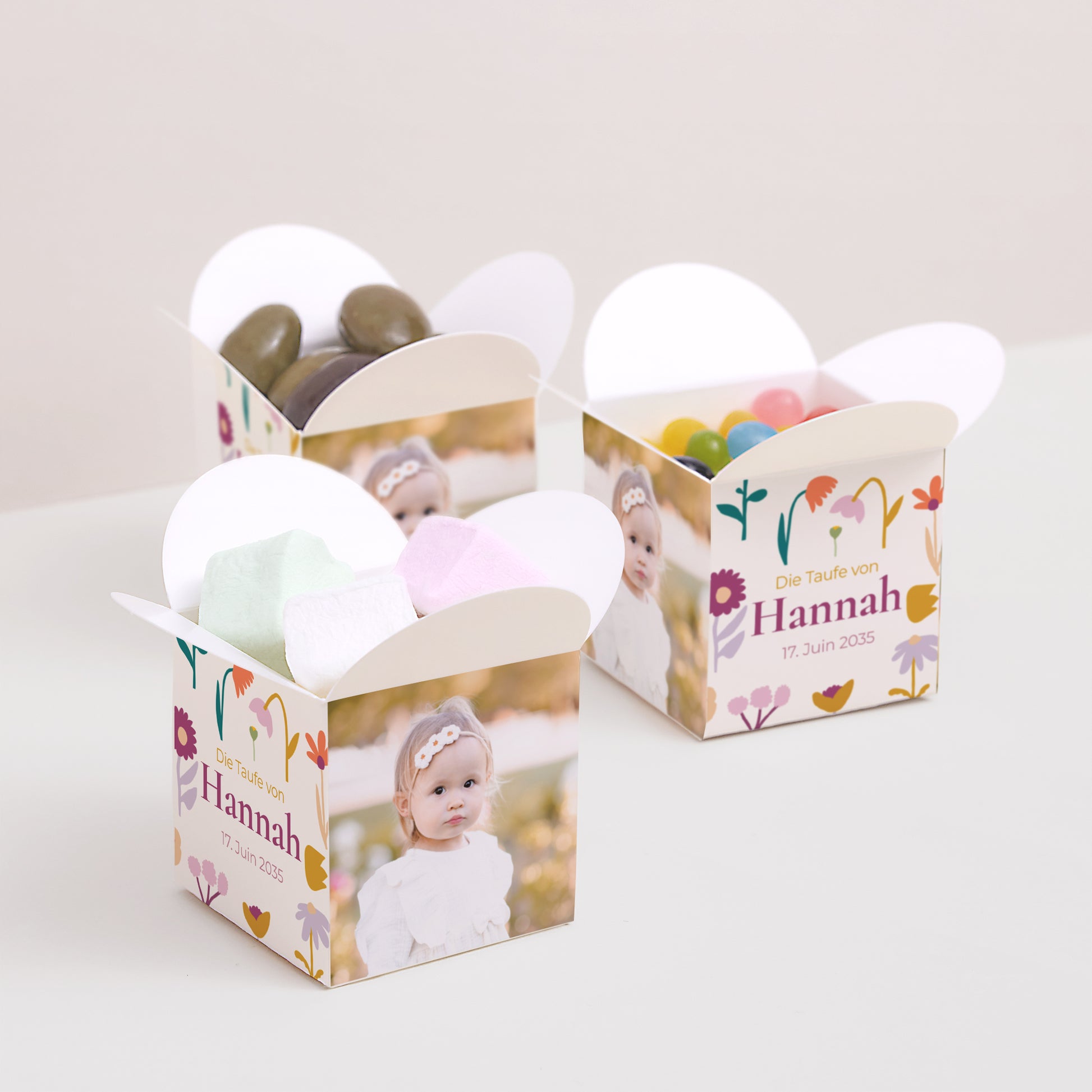 Geschenkbox Taufe Schmetterlingsöffnung Knospen der Freude foto N° 3