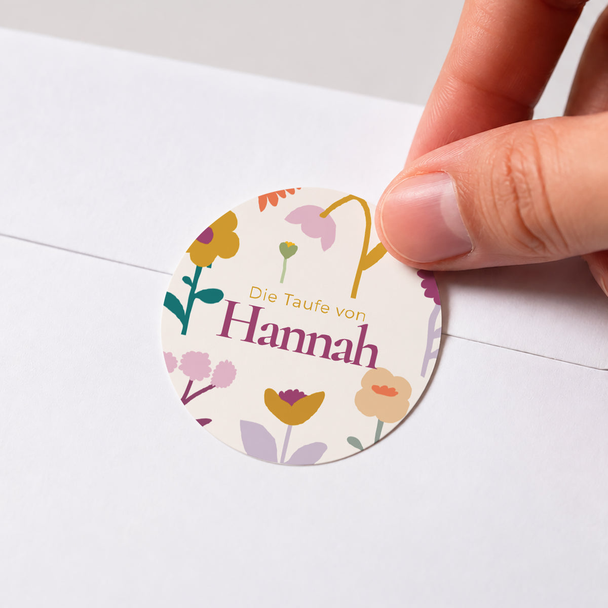 Sticker Taufe Rund Knospen der Freude foto