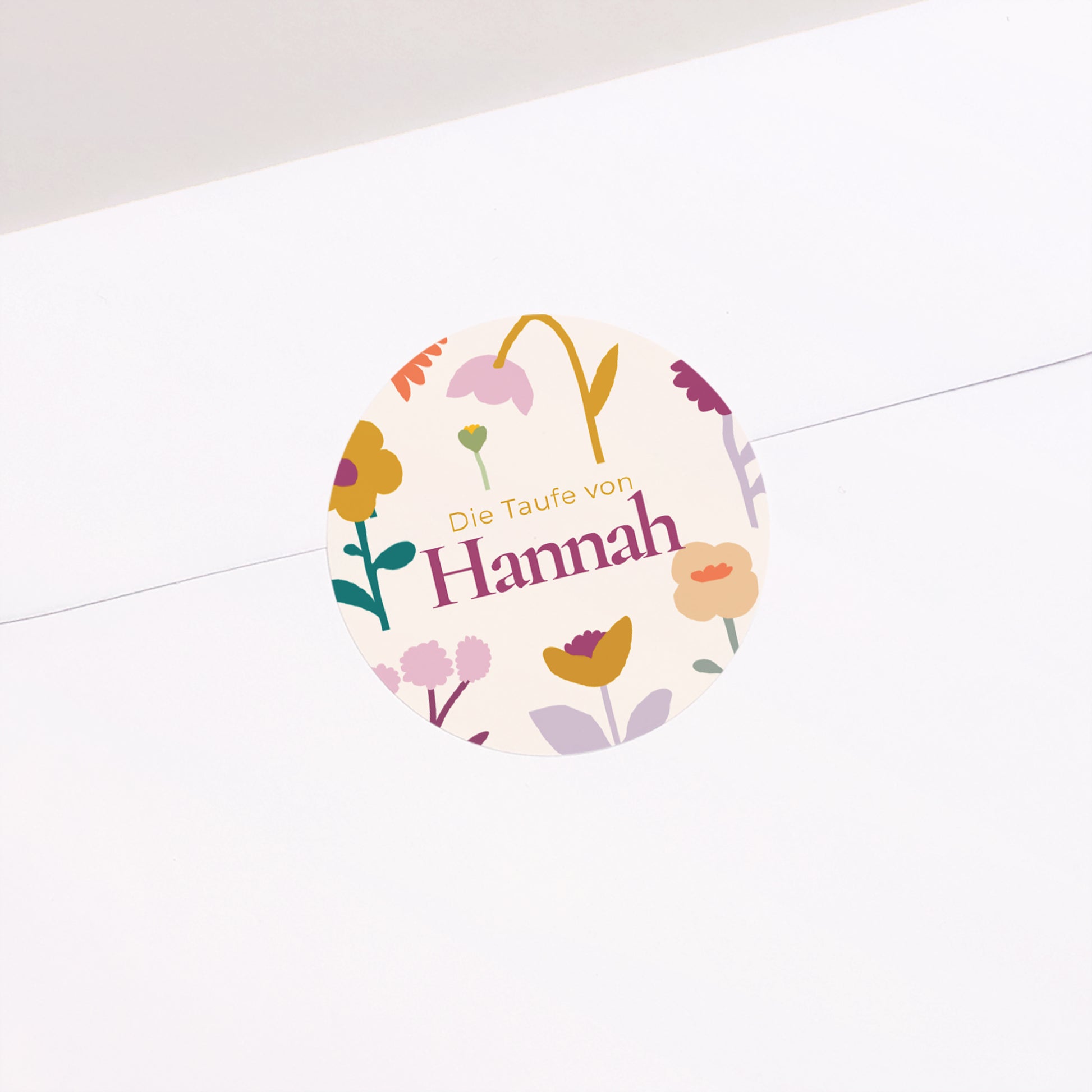 Sticker Taufe Rund Knospen der Freude foto N° 1