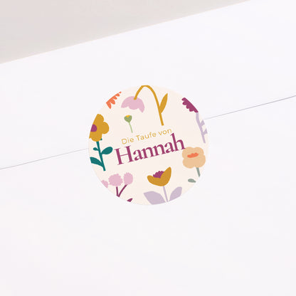 Sticker Taufe Rund Knospen der Freude foto N° 1