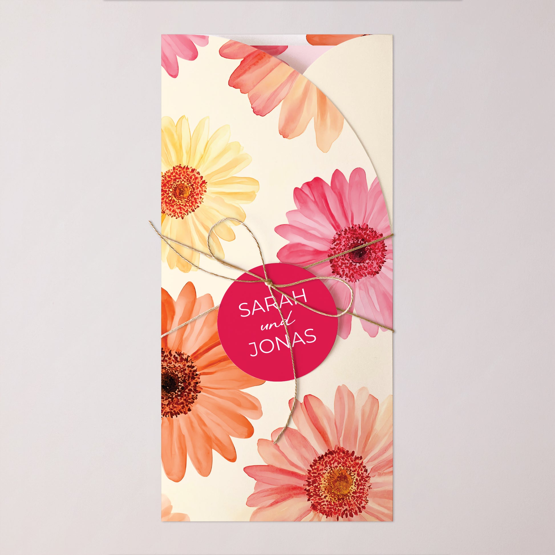 Hochzeitseinladung Tasche, 2 Karten, runden Etikett Blütenflocken foto N° 1