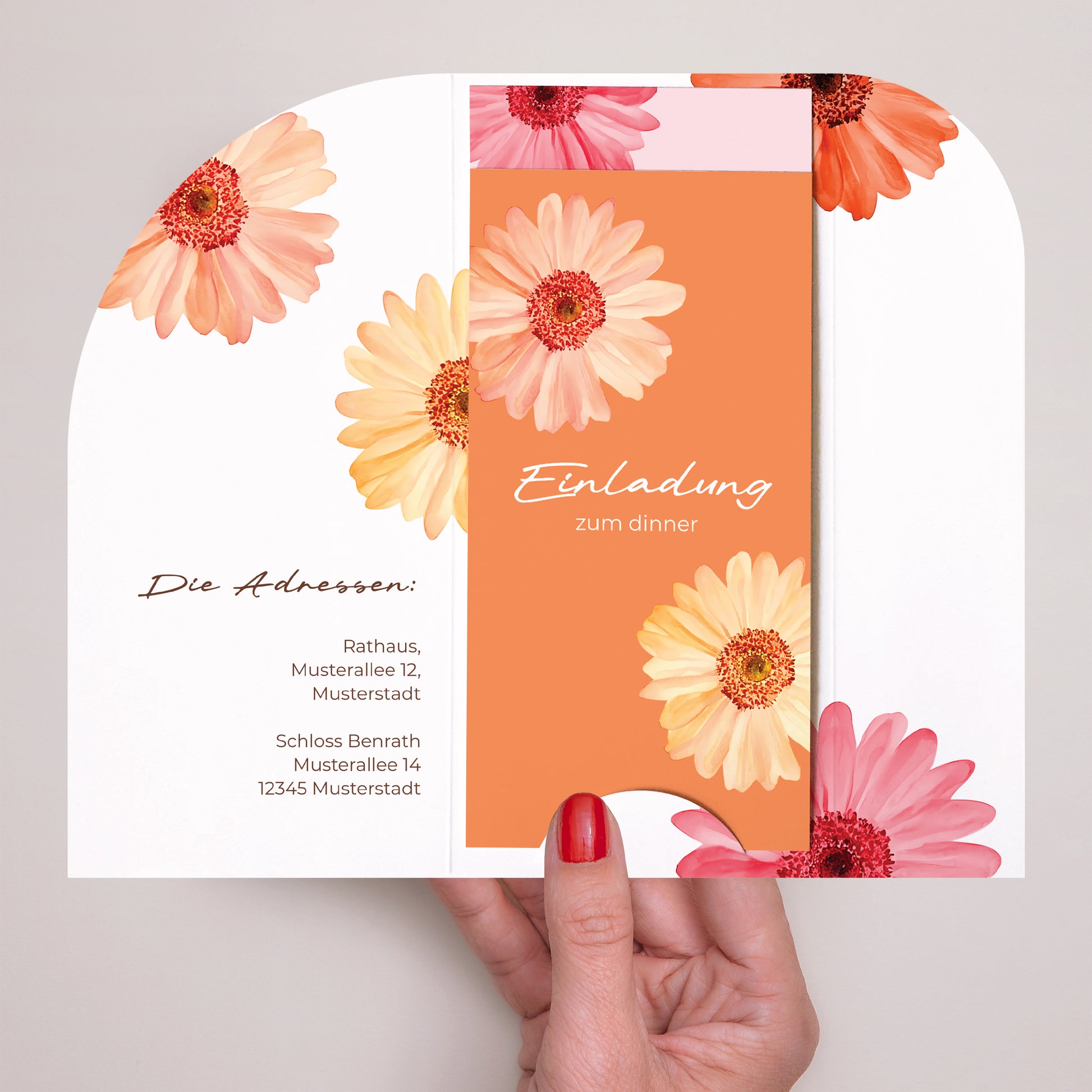 Hochzeitseinladung Tasche, 2 Karten, runden Etikett Blütenflocken foto N° 2