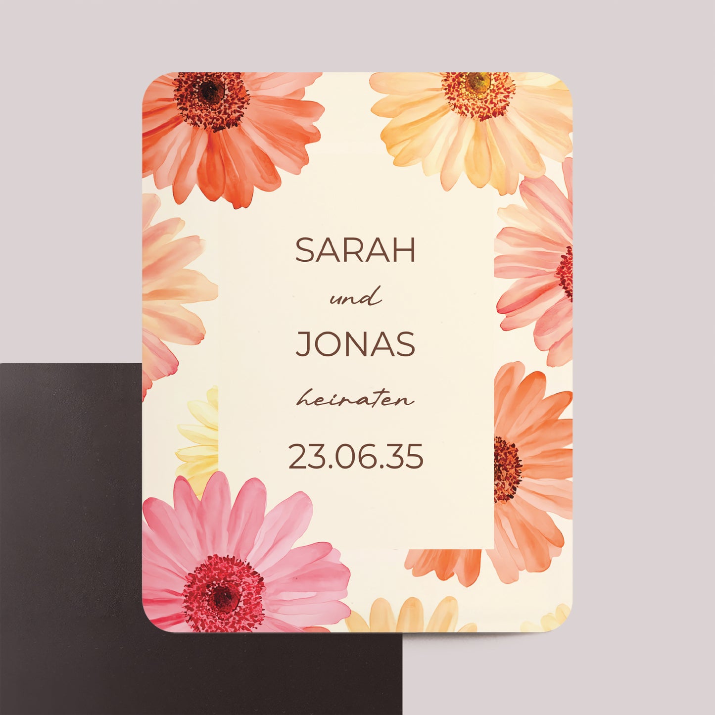 Save the date Karte Hochzeit Set von 8, magnetisch, rechteckig mit abgerundeten Ecken Blütenflocken foto N° 1